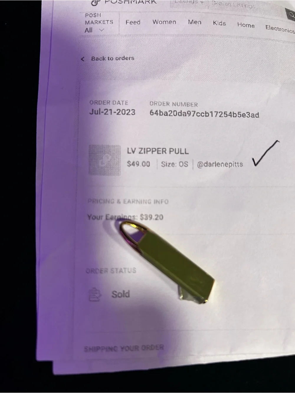 Zipper Pull on Paper